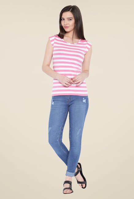 Kraus Pink & White Striped T-Shirt Kraus Pink & White Striped T-Shirt