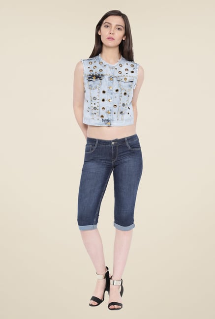 Kraus Blue Casual Denim Capris Kraus Blue Casual Denim Capris