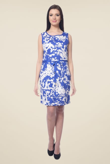 Forever Fashion Blue & White Printed Dress Forever Fashion Blue & White Printed Dress