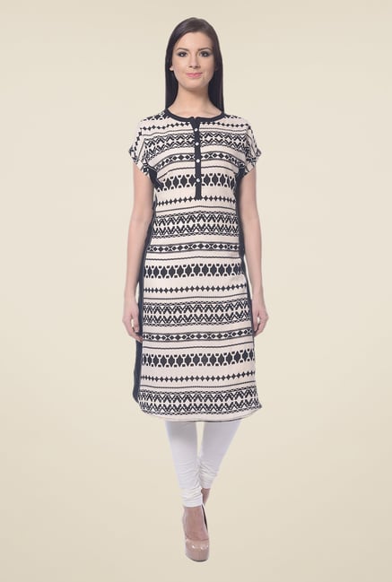 Forever Fashion Black & Beige Printed Tunic Forever Fashion Black & Beige Printed Tunic