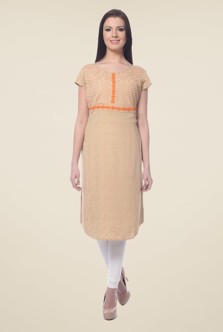 Forever Fashion Beige Embroidered Kurta Forever Fashion Beige Embroidered Kurta