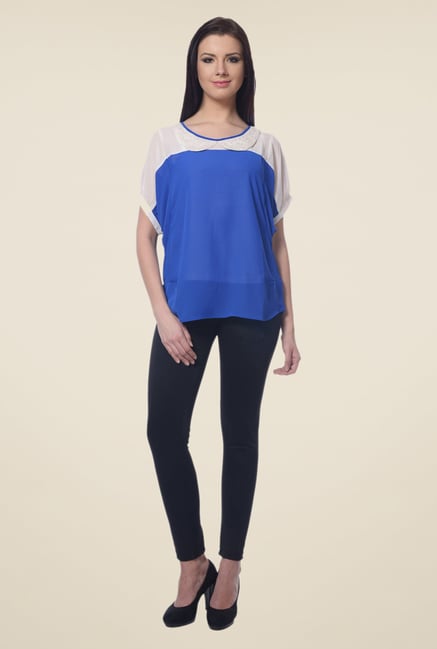 Forever Fashion Blue & White Top Forever Fashion Blue & White Top