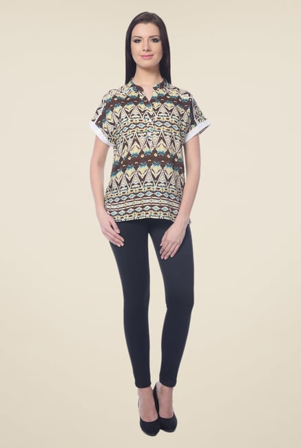 Forever Fashion Brown Printed Top Forever Fashion Brown Printed Top