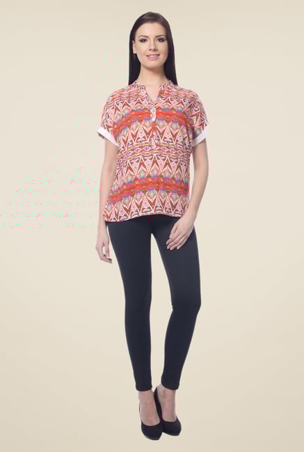 Forever Fashion Orange Printed Top Forever Fashion Orange Printed Top