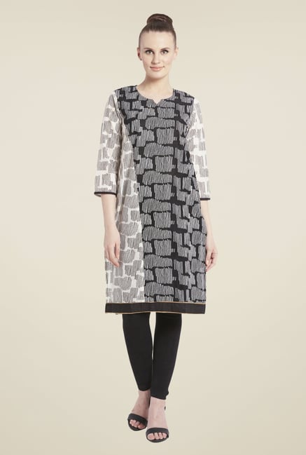 Globus Black & White Printed Kurti Globus Black & White Printed Kurti