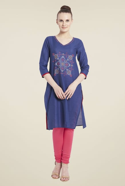 Globus Navy Printed Kurti Globus Navy Printed Kurti