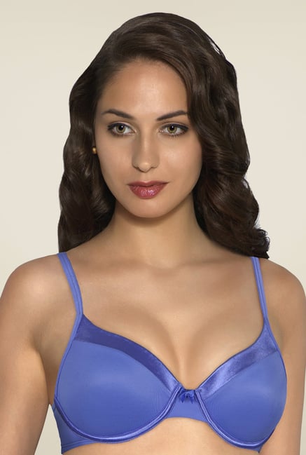 Amante Blue Satin Edge Padded Underwired Bra Amante Blue Satin Edge Padded Underwired Bra