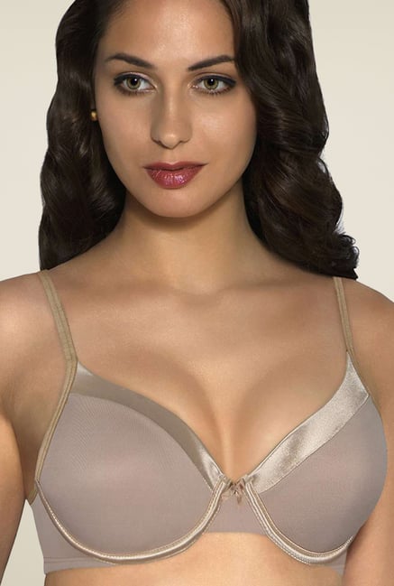 Amante Beige Satin Edge Padded Underwired Bra Amante Beige Satin Edge Padded Underwired Bra