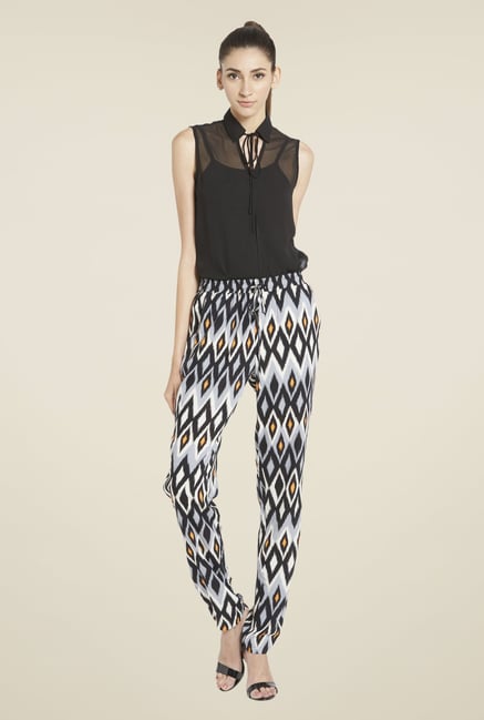 Globus Black & Grey Printed Trouser Globus Black & Grey Printed Trouser