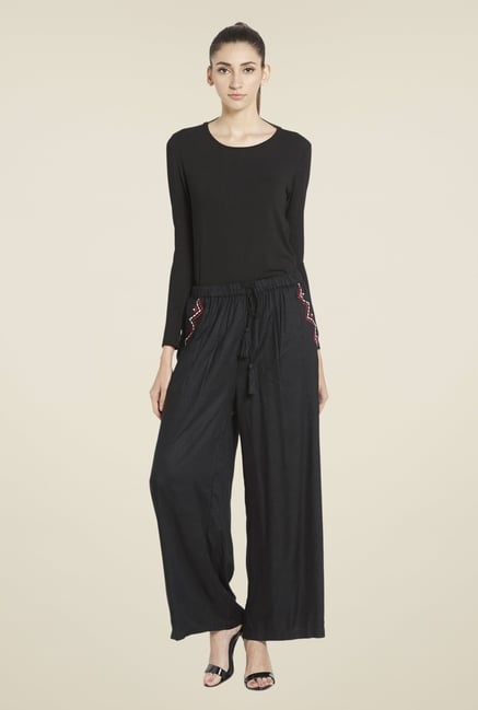 Globus Black Solid Palazzos Globus Black Solid Palazzos