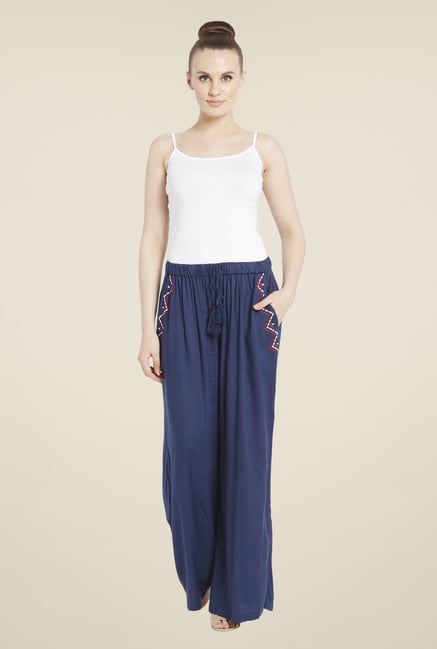 Globus Navy Solid Palazzos Globus Navy Solid Palazzos