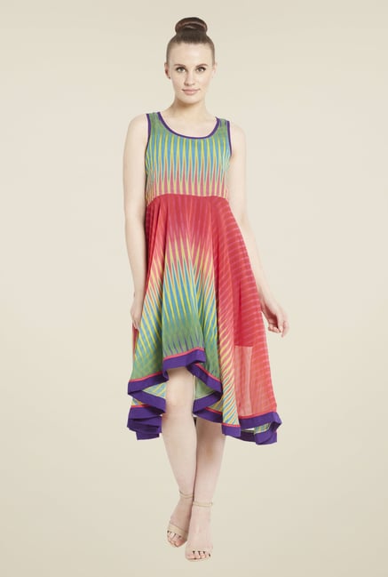 Globus Green & Coral Printed Dress Globus Green & Coral Printed Dress