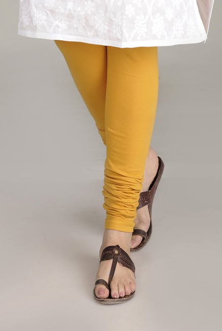 Fabindia Mustard Solid Churidar Fabindia Mustard Solid Churidar
