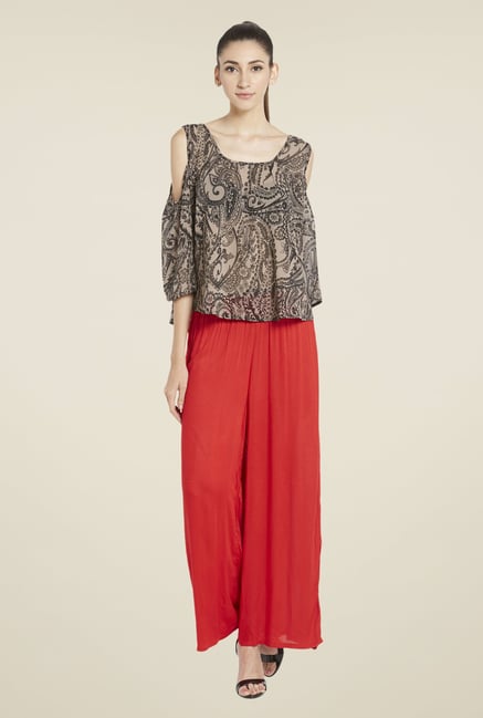 Globus Black & Beige Paisley Print Top Globus Black & Beige Paisley Print Top