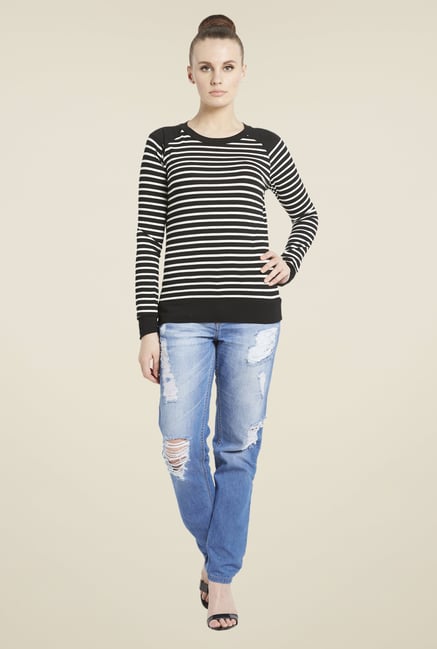 Globus Black & White Striped Top Globus Black & White Striped Top
