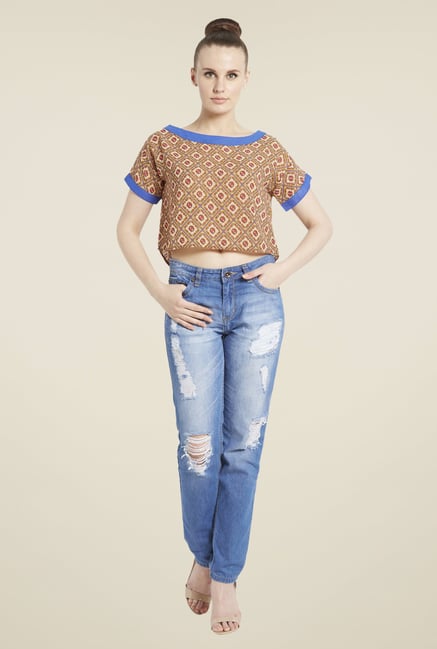 Globus Mustard Printed Top Globus Mustard Printed Top