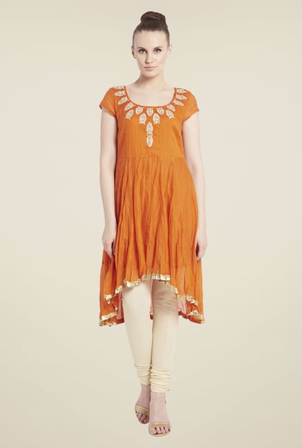 Globus Orange Embroidered Kurti Globus Orange Embroidered Kurti