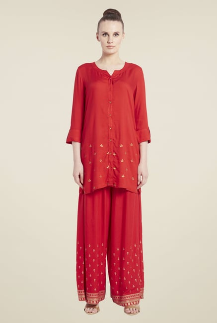 Globus Red Printed Kurti Globus Red Printed Kurti