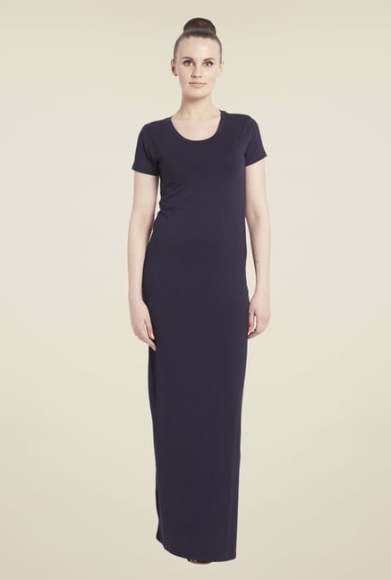 Globus Navy Solid Dress Globus Navy Solid Dress