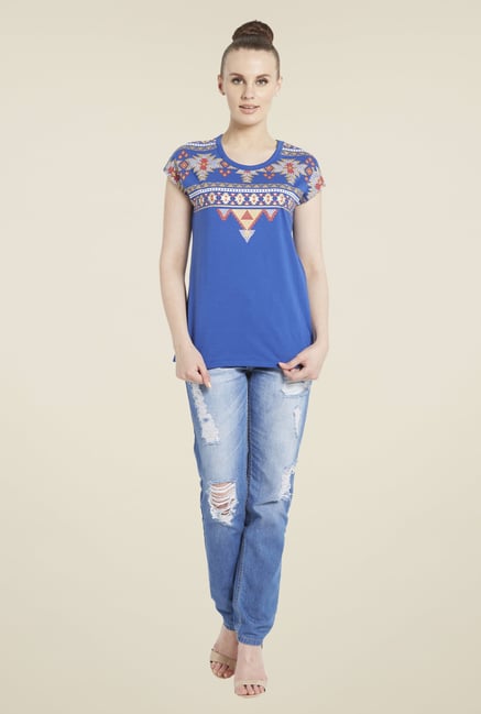 Globus Blue Printed Top Globus Blue Printed Top