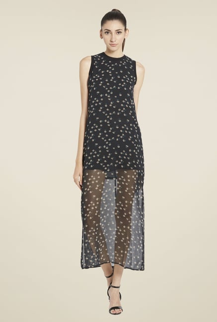 Globus Black Floral Print Maxi Dress Globus Black Floral Print Maxi Dress