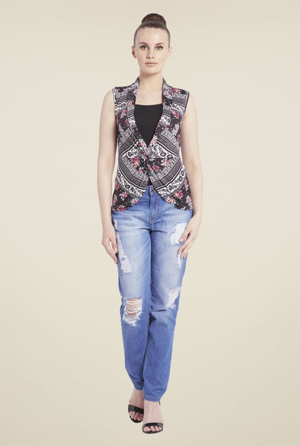Globus Black Floral Print Top Globus Black Floral Print Top