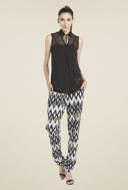 Globus Black Solid Sheer Top Globus Black Solid Sheer Top