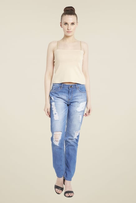 Globus Blue Mid-Rise Distressed Jeans Globus Blue Mid-Rise Distressed Jeans