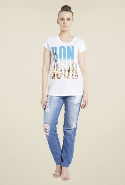 Globus White Graphic Print T-Shirt Globus White Graphic Print T-Shirt