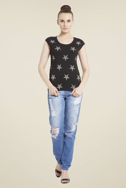 Globus Black & Grey Star Print T-Shirt Globus Black & Grey Star Print T-Shirt