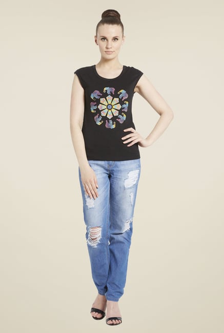 Globus Black Graphic Print T-Shirt Globus Black Graphic Print T-Shirt
