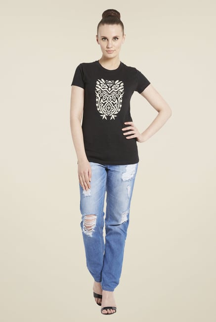 Globus Black Owl Print T-Shirt Globus Black Owl Print T-Shirt