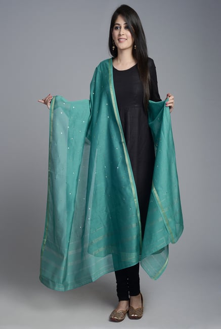 Fabindia Turquoise Chanderi Woven Handloom Bijli Dupatta Fabindia Turquoise Chanderi Woven Handloom Bijli Dupatta