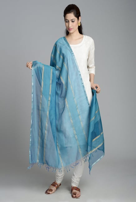 Fabindia Turquoise Maheshwari Woven Handloom Zari Dupatta Fabindia Turquoise Maheshwari Woven Handloom Zari Dupatta