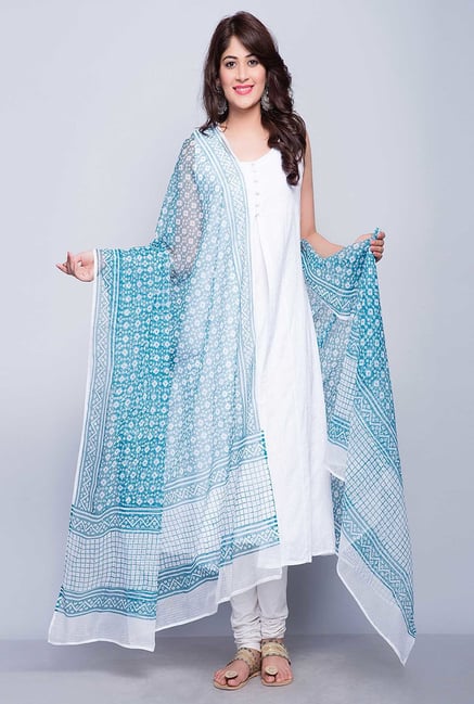 Fabindia Blue Kota Printed Dupatta Fabindia Blue Kota Printed Dupatta