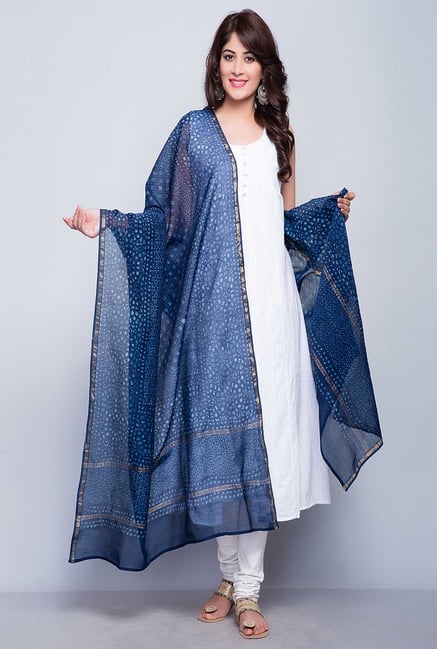 Fabindia Navy Maheshwari Printed Dupatta Fabindia Navy Maheshwari Printed Dupatta