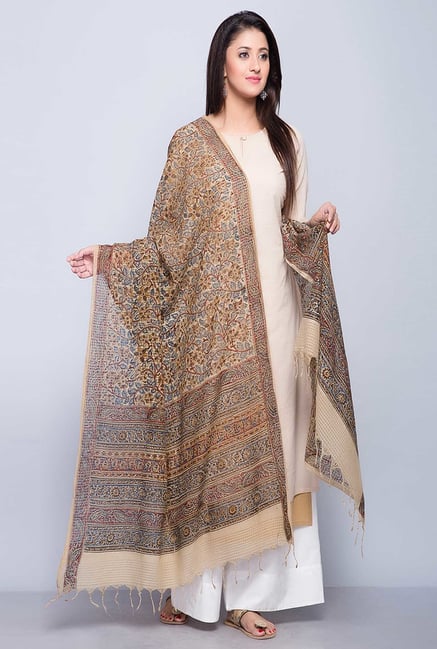 Fabindia Multicolor Cotton Printed Kalamkari Dupatta Fabindia Multicolor Cotton Printed Kalamkari Dupatta