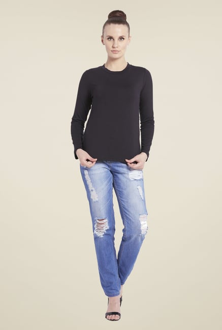 Globus Black Animal Print Top Globus Black Animal Print Top
