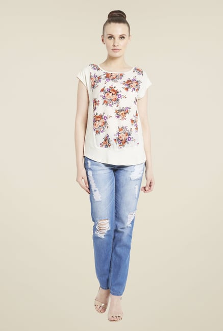 Globus Beige Floral Print Top Globus Beige Floral Print Top