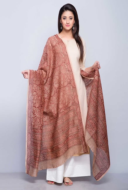 Fabindia Brown Cotton Printed Kalamkari Phool Dupatta Fabindia Brown Cotton Printed Kalamkari Phool Dupatta