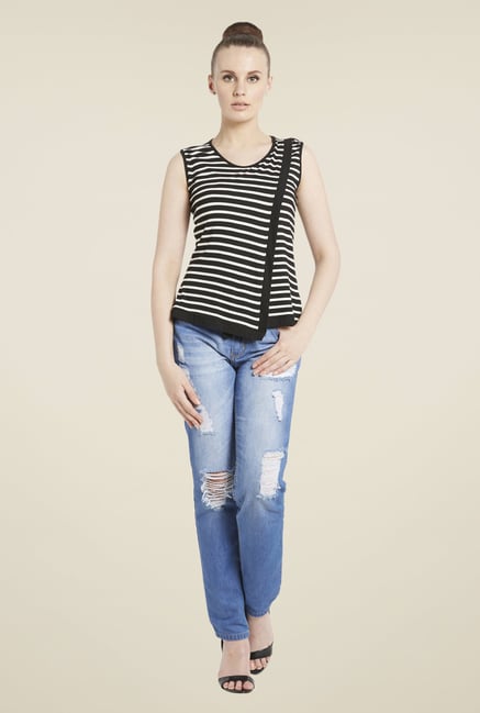 Globus Black & White Striped Top Globus Black & White Striped Top