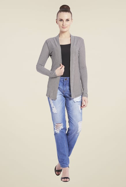 Globus Grey Striped Shrug Globus Grey Striped Shrug
