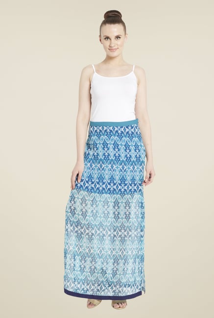 Globus Blue Printed Skirt Globus Blue Printed Skirt