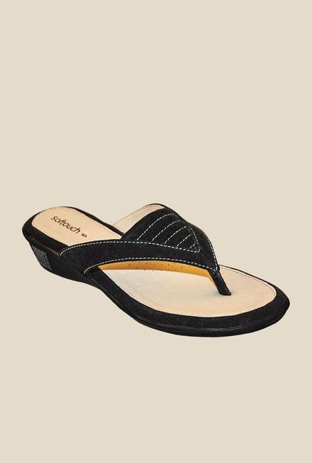 Khadim's Black Wedge Heeled Sandals Khadim's Black Wedge Heeled Sandals