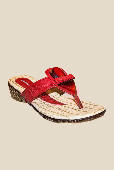 Khadim's Red Wedge Heeled Sandals Khadim's Red Wedge Heeled Sandals