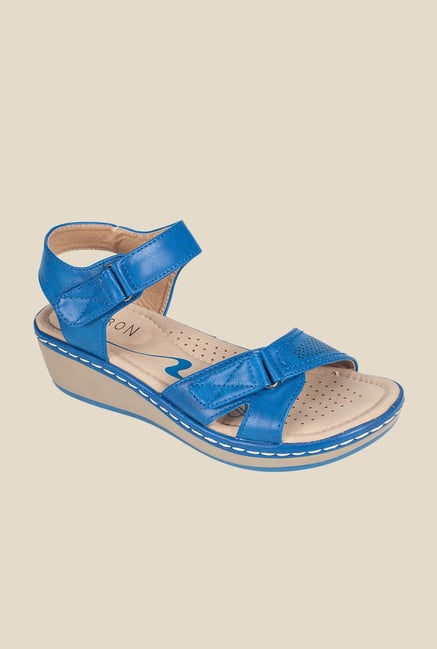 Khadim's Blue Ankle Strap Wedges Khadim's Blue Ankle Strap Wedges