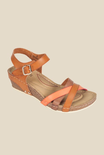 Khadim's Tan Ankle Strap Wedges Khadim's Tan Ankle Strap Wedges
