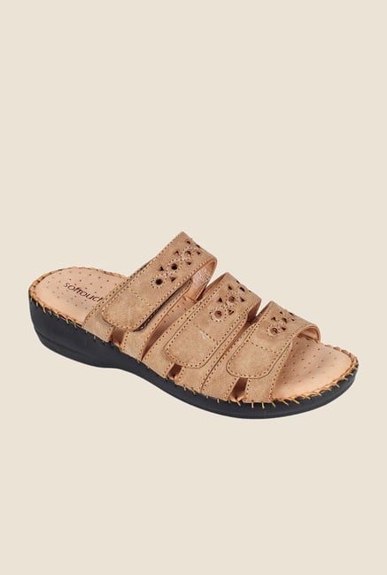 Khadim's Khaki Wedge Heeled Sandals Khadim's Khaki Wedge Heeled Sandals