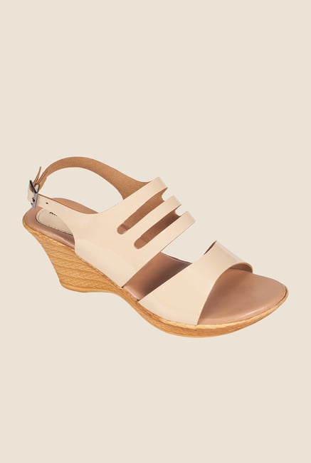 Khadim's Beige Back Strap Wedges Khadim's Beige Back Strap Wedges