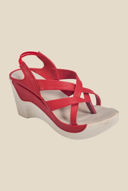 Khadim's Red Sling Back Wedges Khadim's Red Sling Back Wedges